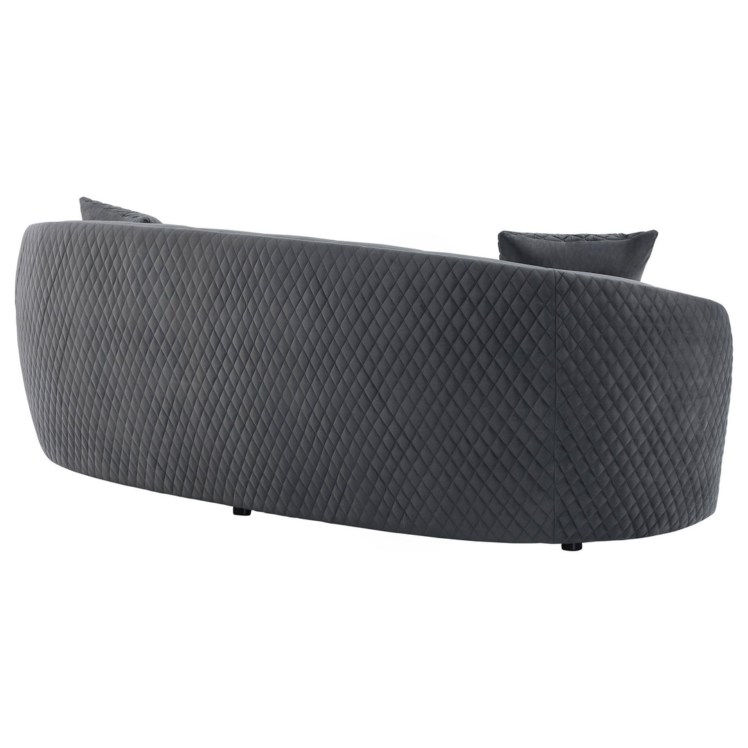 Brookside Velvet Upholstered Curved Sofa Dark Grey - What&