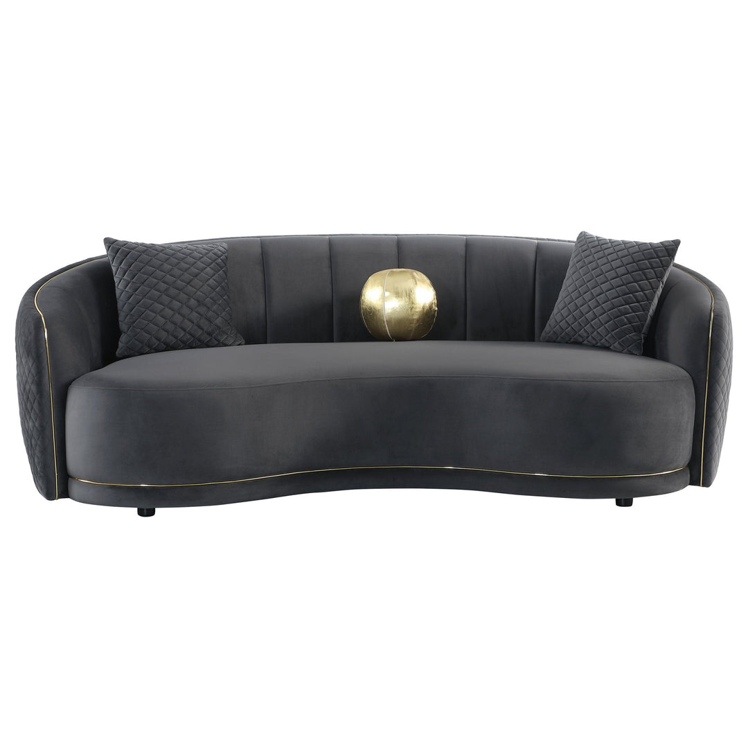 Brookside Velvet Upholstered Curved Sofa Dark Grey - What&