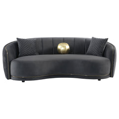 Brookside Velvet Upholstered Curved Sofa Dark Grey - What&