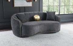 Brookside Velvet Upholstered Curved Sofa Dark Grey - What&