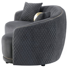 Brookside Velvet Upholstered Curved Sofa Dark Grey - What&