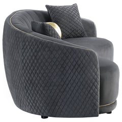 Brookside Velvet Upholstered Curved Sofa Dark Grey - What&