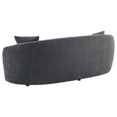 Brookside Velvet Upholstered Curved Sofa Dark Grey - What&