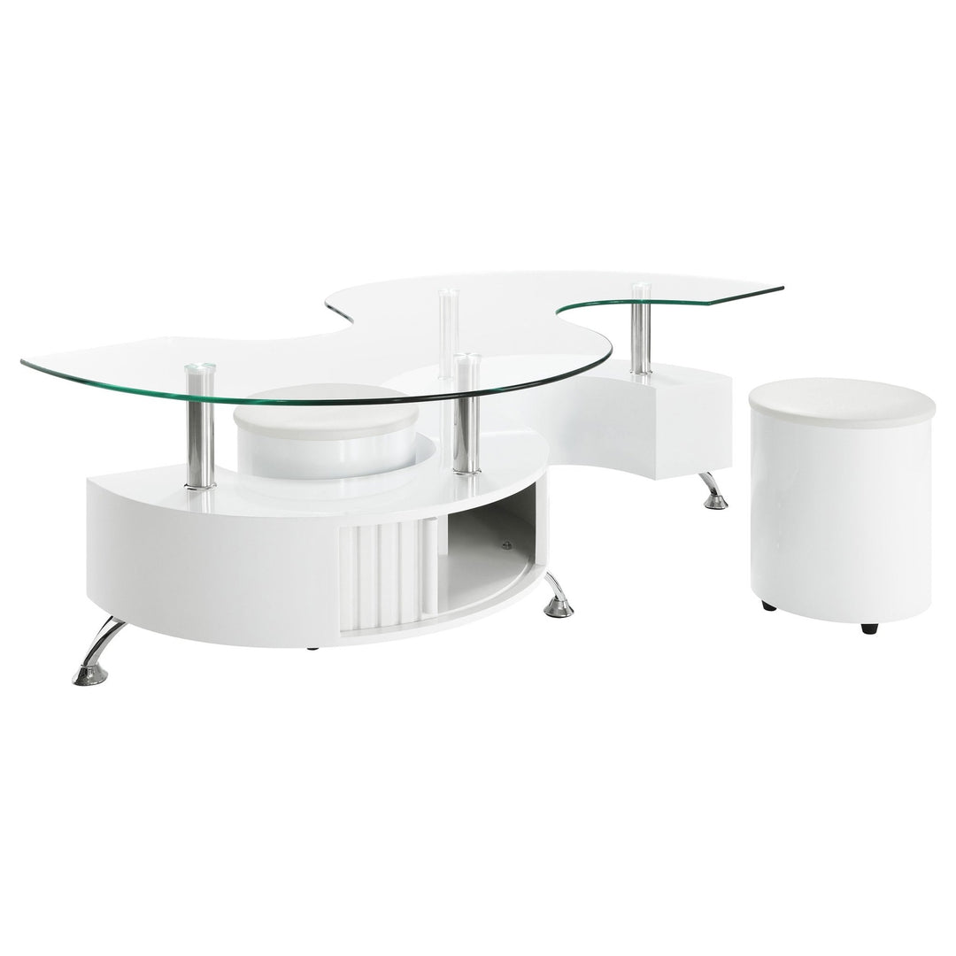 Buckley 3-piece Coffee Table and Stools Set White High Gloss - What&