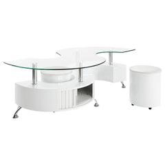 Buckley 3-piece Coffee Table and Stools Set White High Gloss - What&