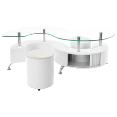 Buckley 3-piece Coffee Table and Stools Set White High Gloss - What&