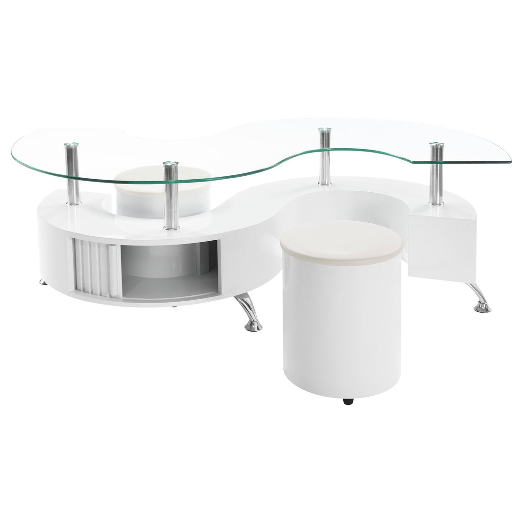Buckley 3-piece Coffee Table and Stools Set White High Gloss - What&