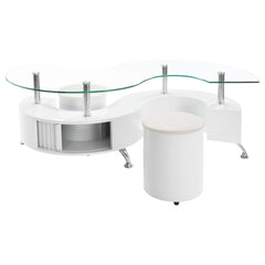 Buckley 3-piece Coffee Table and Stools Set White High Gloss - What&