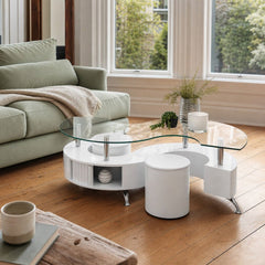 Buckley 3 Piece Coffee Table And Stools Set White High Gloss styled in Portland NW 23rd Victoriwith a bay window living room - What&