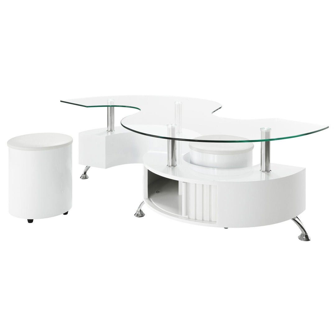 Buckley 3-piece Coffee Table and Stools Set White High Gloss - What&