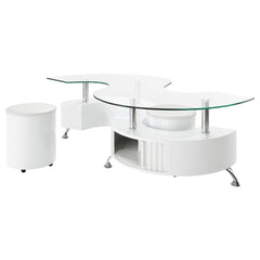 Buckley 3-piece Coffee Table and Stools Set White High Gloss - What&