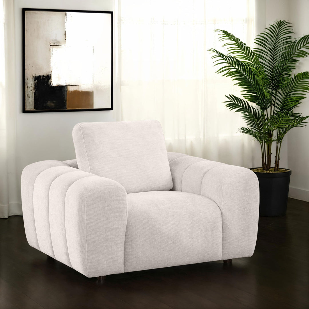 Burnett Chenille Upholstered Accent Chair Ivory - What&