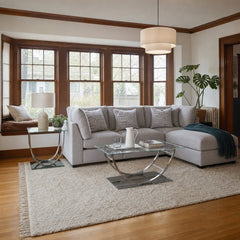 Cambria 4 Piece Upholstered Modular Sectional Sofa Grey styled in Portland AlbertArts foursquare living room - What&