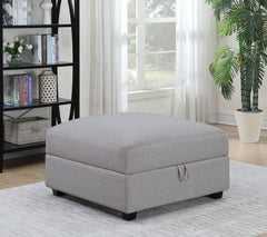 Cambria Square Upholstered Storage Ottoman Grey - What&