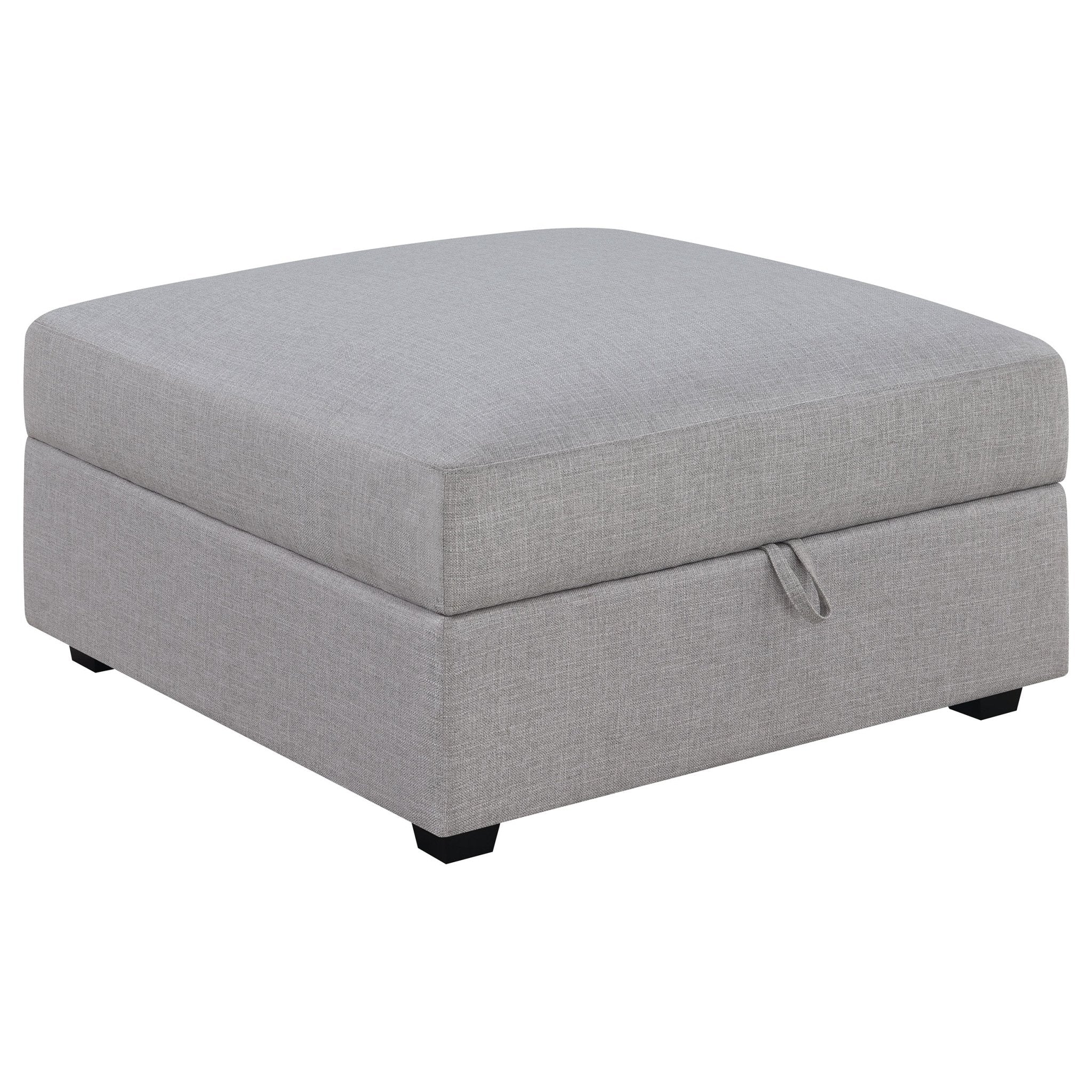 Cambria Square Upholstered Storage Ottoman Grey - What's New Furniture Portland