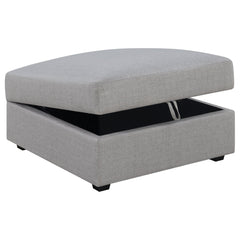 Cambria Square Upholstered Storage Ottoman Grey - What&