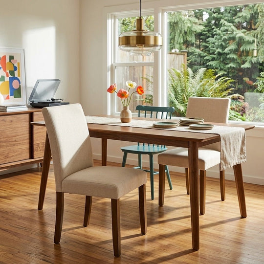 Cantley Dining Chair styled in a bright Portland mid-century modern interior - Whats New Furniture