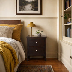 Carlton 2 Drawer Nightstand Cappuccino styled in Portland Irvington foursquare with original built-ins living room - What&