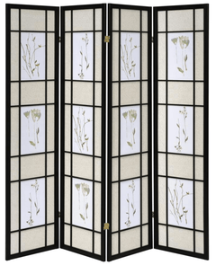 Catabella 4-Panel Room Divider Folding Shoji Screen Floral - What&