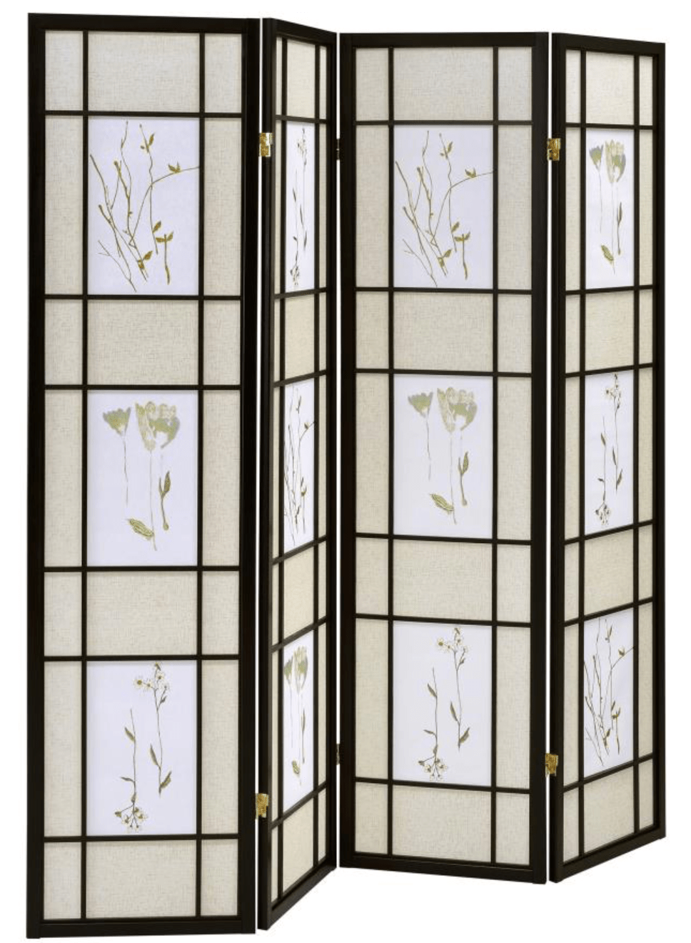 Catabella 4-Panel Room Divider Folding Shoji Screen Floral - What's New Furniture - Portland, Oregon
