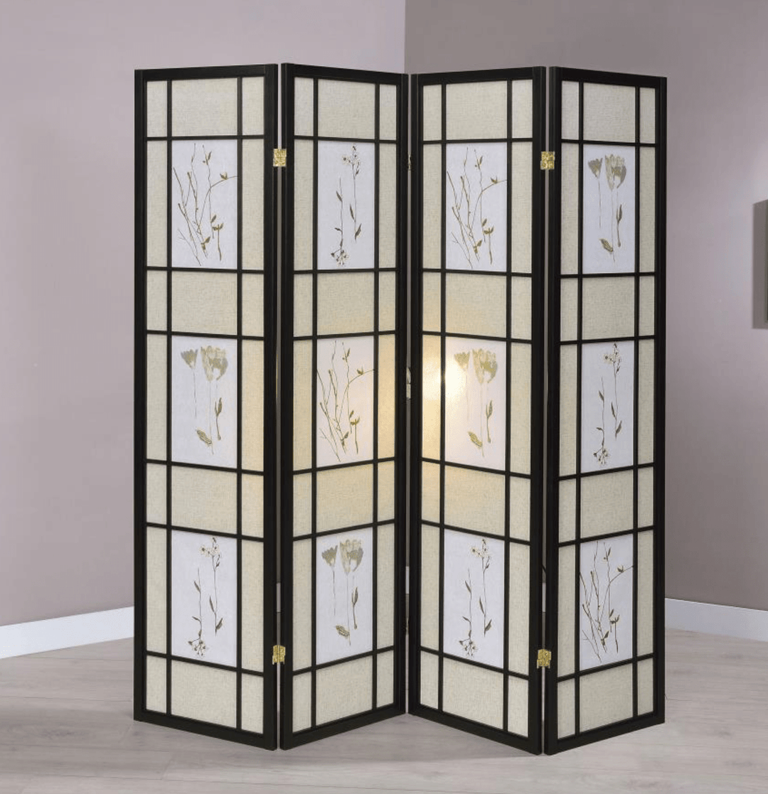 Catabella 4-Panel Room Divider Folding Shoji Screen Floral - What&