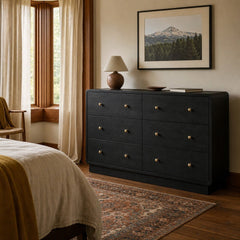 Cavelle 6 Drawer Dresser Cabinet Black styled in Portland Hawthorne Craftsmbungalow living room - What&
