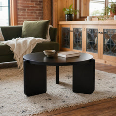 Cordova 2 Piece Solid Wood Coffee And End Table Set Black styled in Portland converted warehouse flat with warm exposed brick and fir timber beams (no steel, no concrete) living room - What&