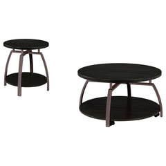 Dacre 2-piece Round Coffee and End Table Set Dark Charcoal - What&