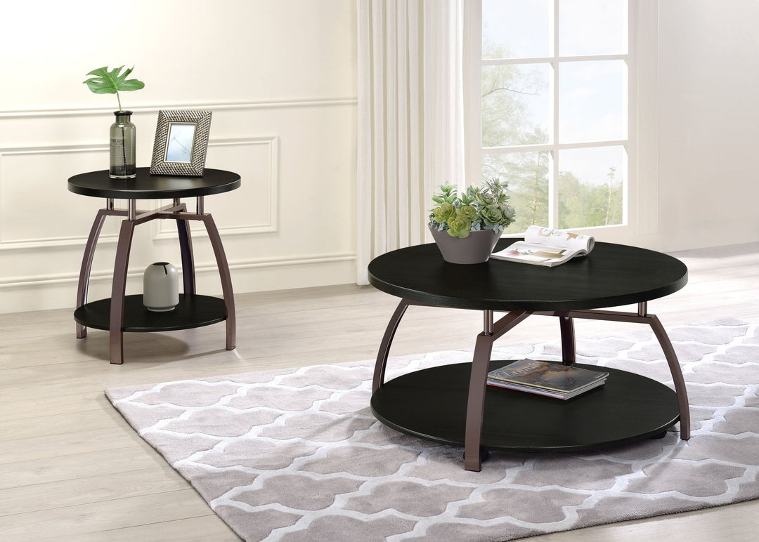 Dacre 2-piece Round Coffee and End Table Set Dark Charcoal - What's New Furniture Portland