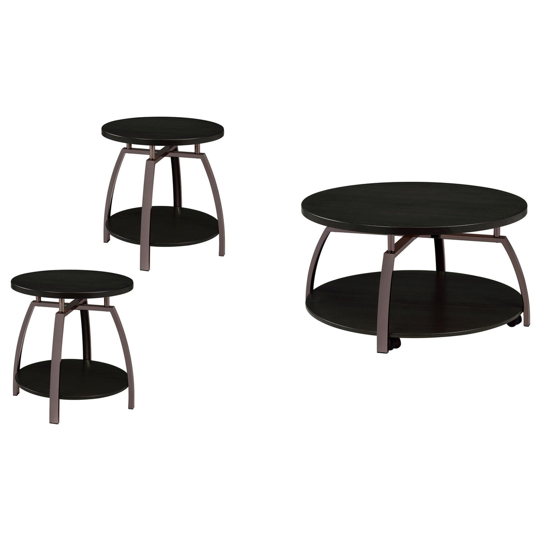 Dacre 3-piece Round Coffee and End Table Set Dark Charcoal - What&