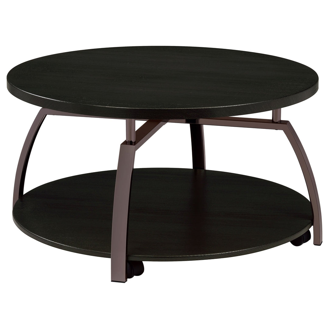 Dacre Round Engineered Wood Top Coffee Table Dark Charcoal - What's New Furniture Portland
