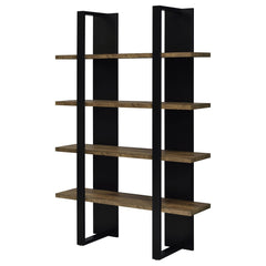 Danbrook 71-inch 4-shelf Bookshelf Black and Aged Walnut - What&