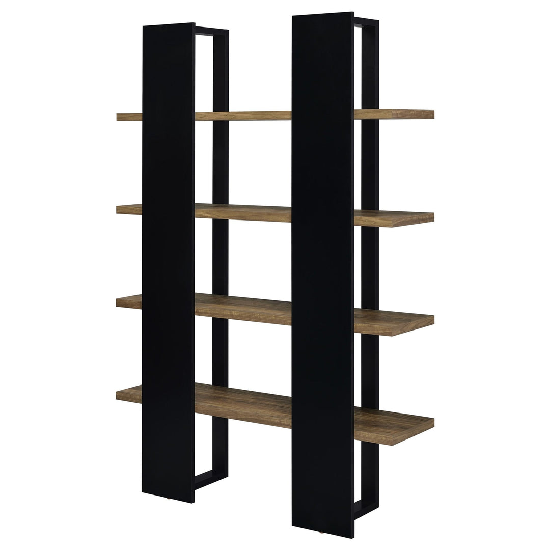 Danbrook 71-inch 4-shelf Bookshelf Black and Aged Walnut - What&