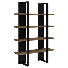 Danbrook 71-inch 4-shelf Bookshelf Black and Aged Walnut - What&