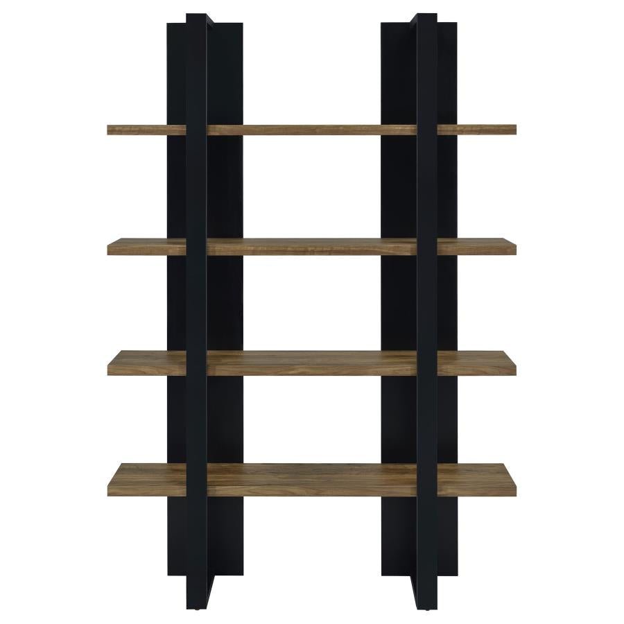 Danbrook 71-inch 4-shelf Bookshelf Black and Aged Walnut - What&