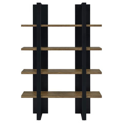 Danbrook 71-inch 4-shelf Bookshelf Black and Aged Walnut - What&