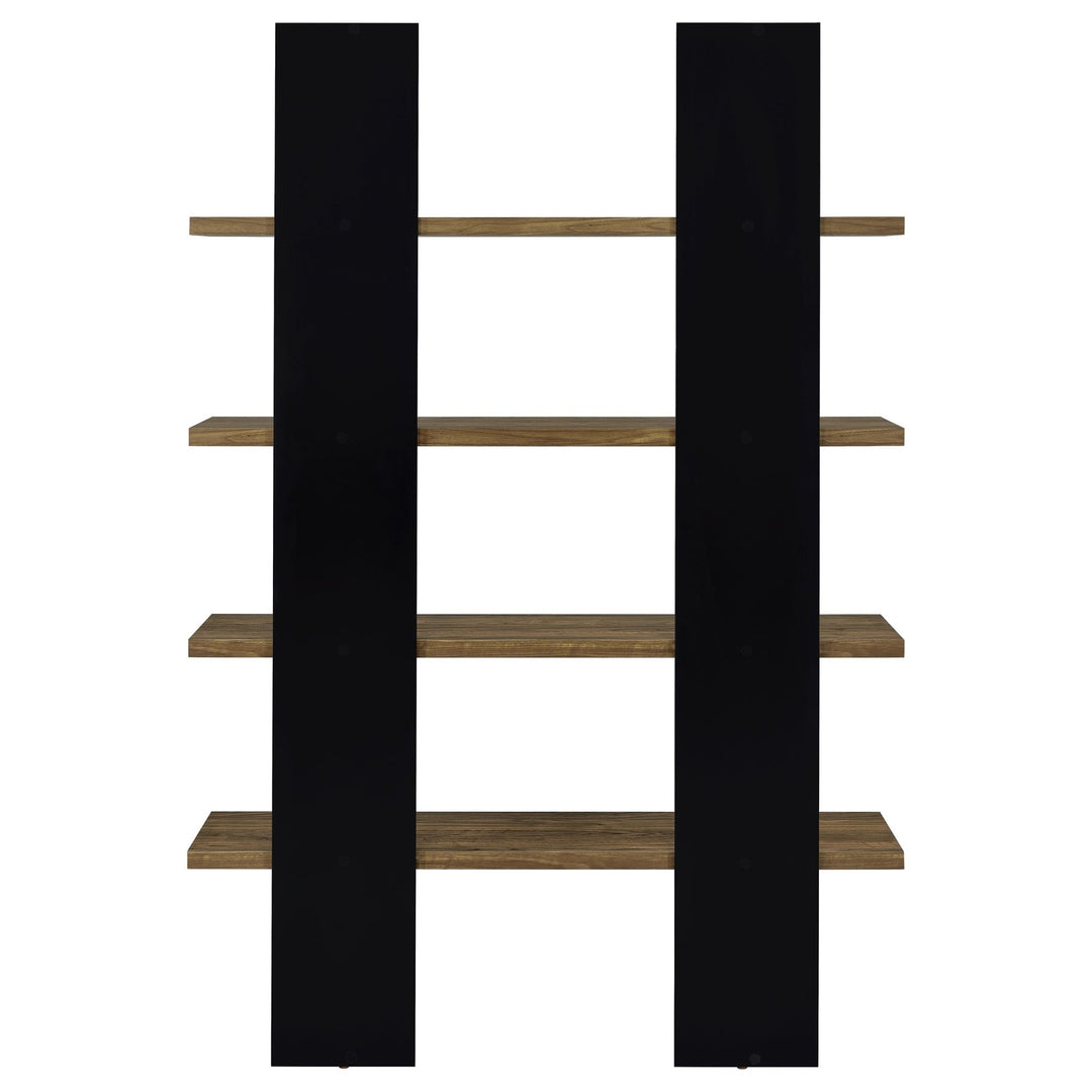 Danbrook 71-inch 4-shelf Bookshelf Black and Aged Walnut - What&