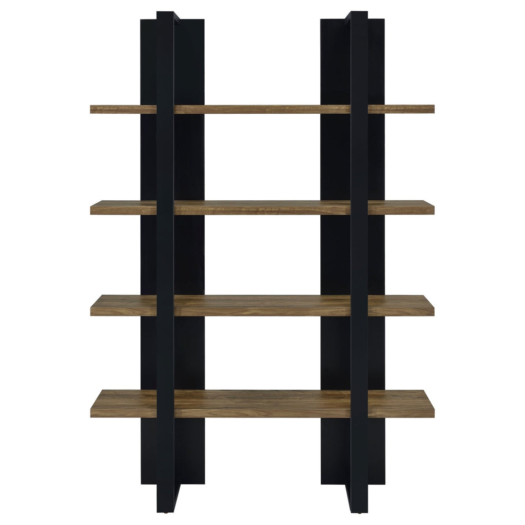 Danbrook 71-inch 4-shelf Bookshelf Black and Aged Walnut - What&