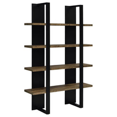 Danbrook 71-inch 4-shelf Bookshelf Black and Aged Walnut - What&