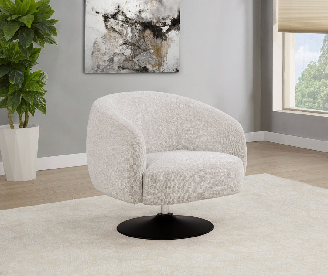 Dave Upholstered Barrel Back Swivel Club Chair Beige - What&