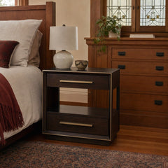 Durango 2 Drawer Nightstand Smoked Peppercorn styled in Portland Ladd&
