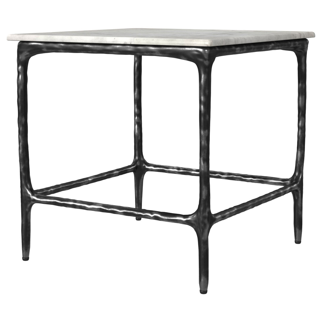 Ebby Square Genuine Marble Top Metal End Table White - What&