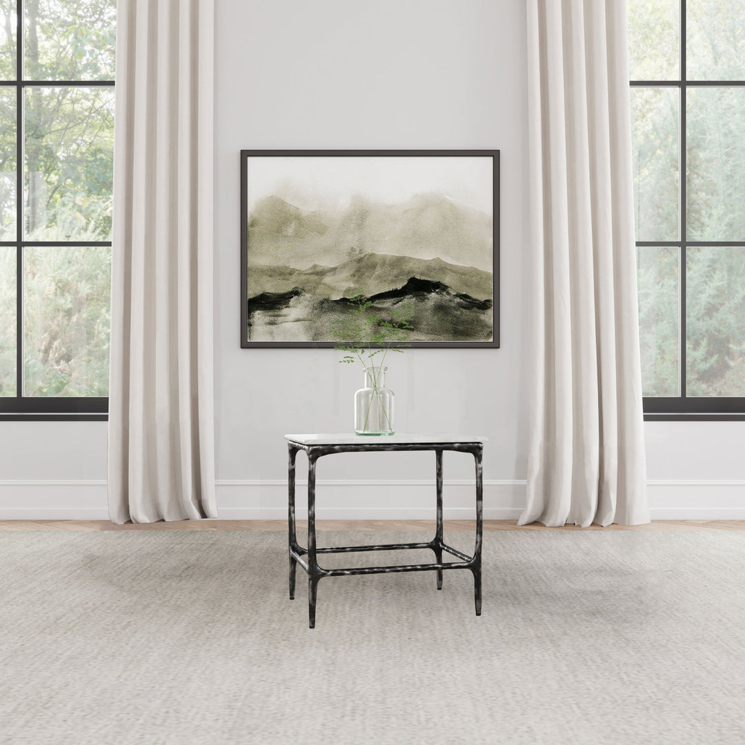 Ebby Square Genuine Marble Top Metal End Table White - What&
