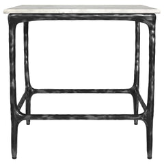 Ebby Square Genuine Marble Top Metal End Table White - What&