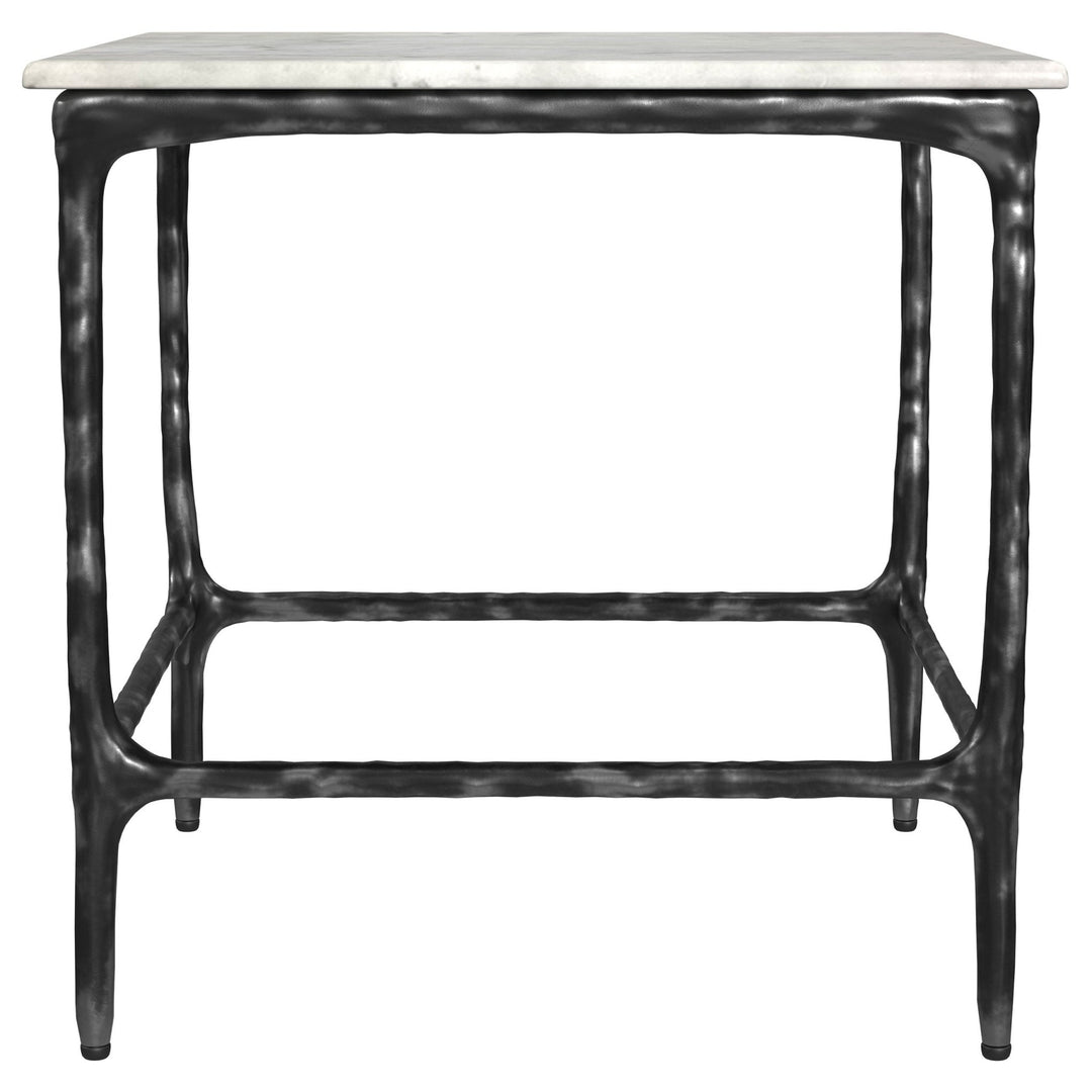 Ebby Square Genuine Marble Top Metal End Table White - What&