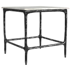 Ebby Square Genuine Marble Top Metal End Table White - What&