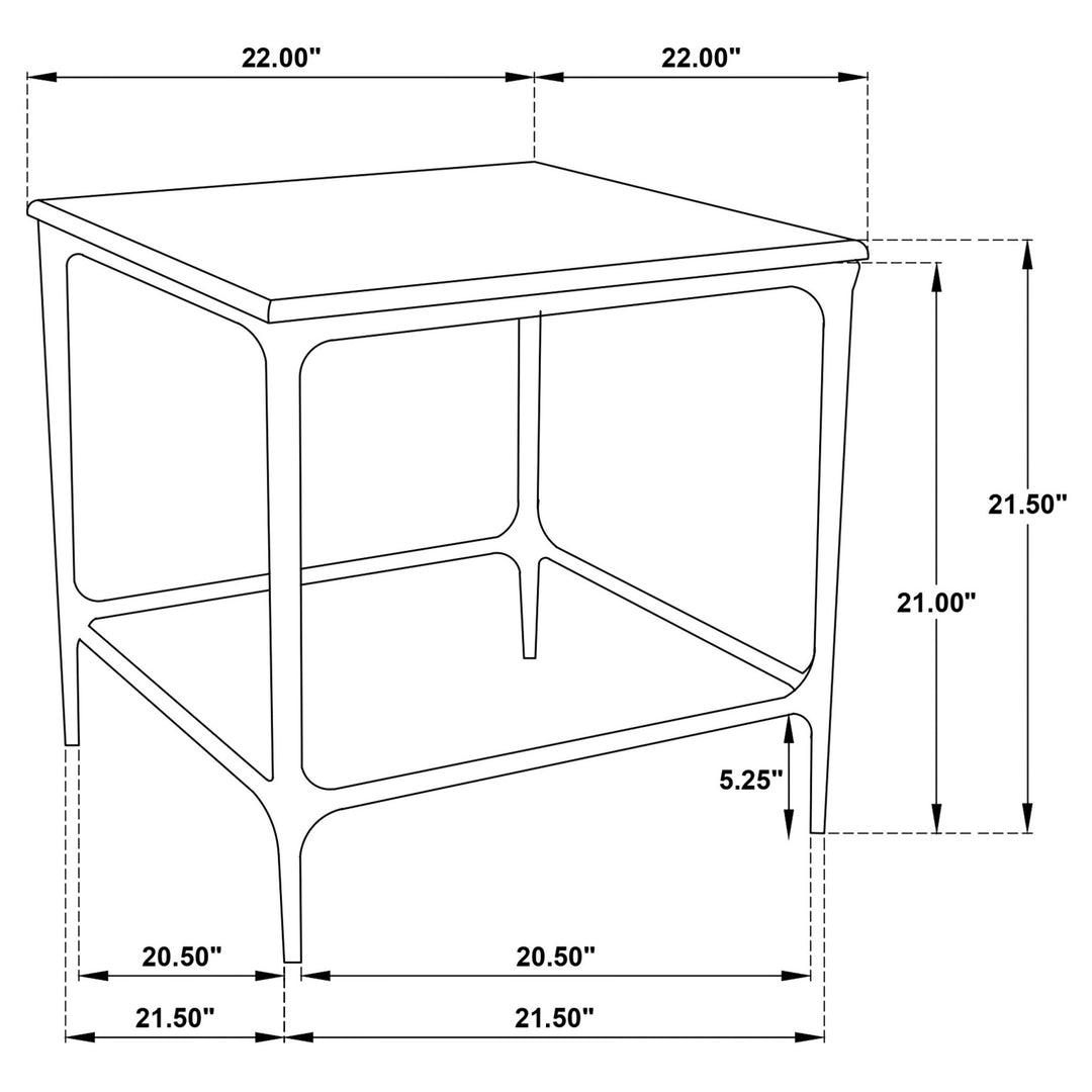 Ebby Square Genuine Marble Top Metal End Table White - What&