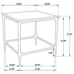 Ebby Square Genuine Marble Top Metal End Table White - What&