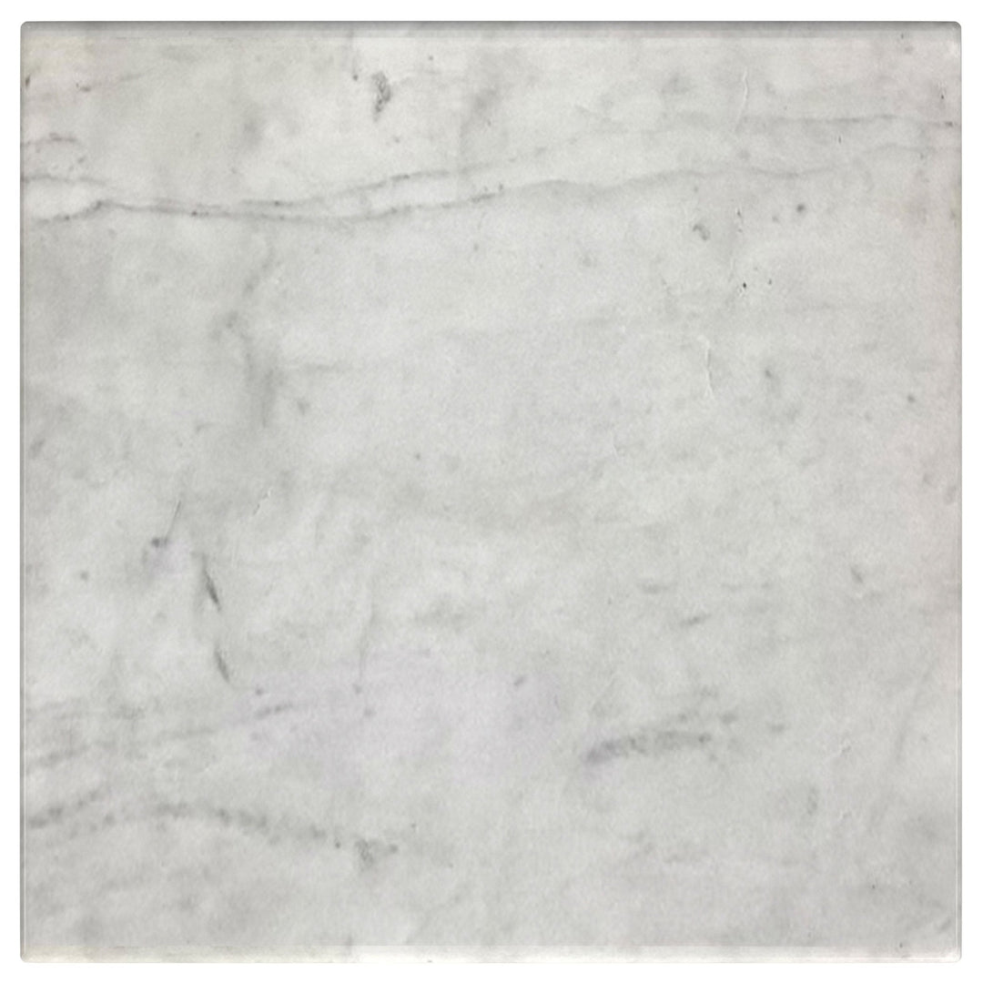 Ebby Square Genuine Marble Top Metal End Table White - What&