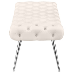 Ella Upholstered Tufted Bench Stainless Steel Legs Ivory - What&